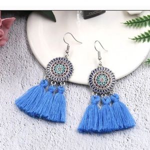 2/$25 NEW Western Boho Tassel Earrings in White or Blue